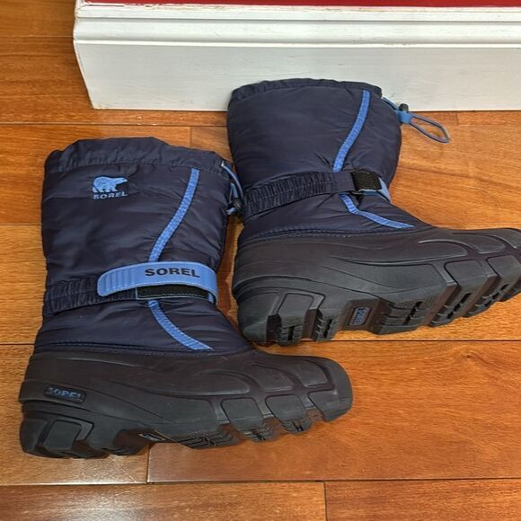 Sorel Flurry Snow Boots Youths Dark & Light Blue Grill Heatwave Shoes size 6 - Picture 5 of 10